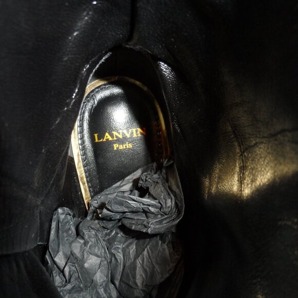 Lanvin Black Lamb Leather Ankle Boots w/Zipper-Chain Ankle Detail Size 40 - Picture 9 of 16